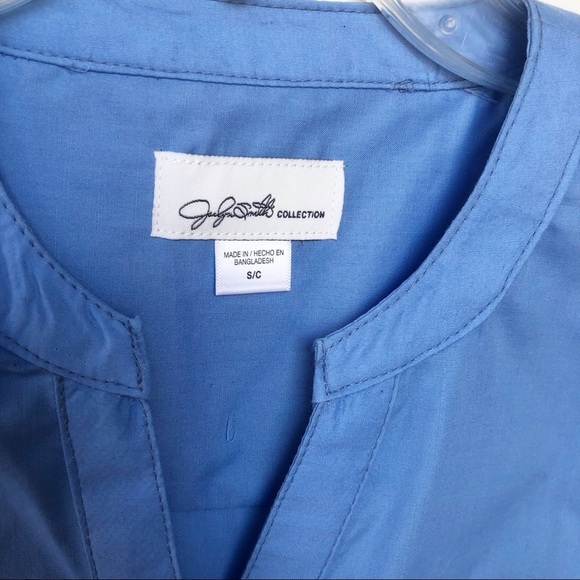 Jaclyn Smith Bell Sleeve Popover Blouse Blue NWT S - Picture 4 of 7